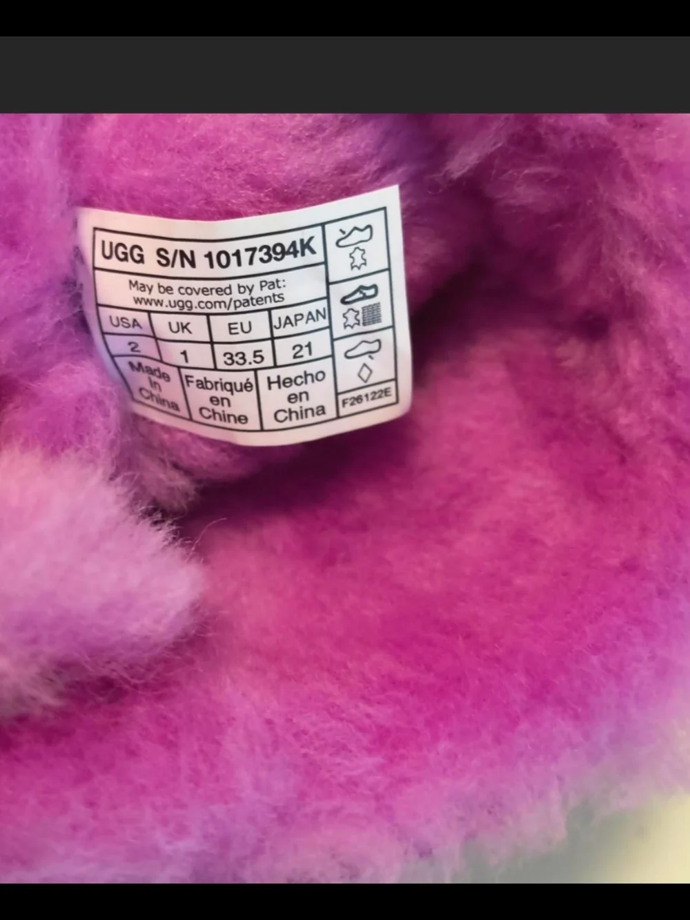 UGG Kids Pink Fuzzy Boot Interior